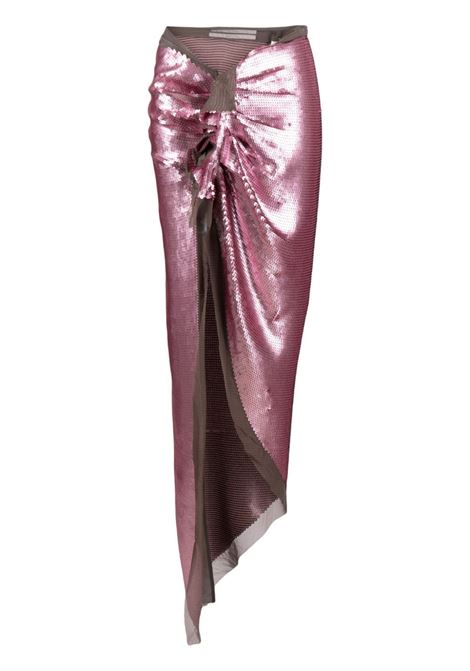Pink sequinned asymmetric maxi skirt - women